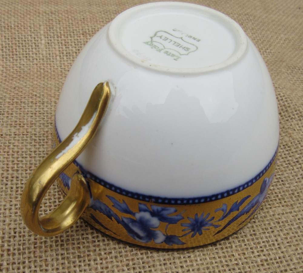 SHELLEY LATE FOLEY 8190 BLUE SWALLOW TEA SET c1910 View V