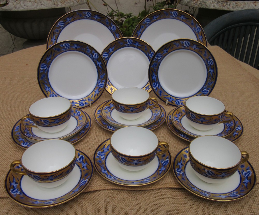 SHELLEY LATE FOLEY 8190 BLUE SWALLOW TEA SET c1910 View VIII