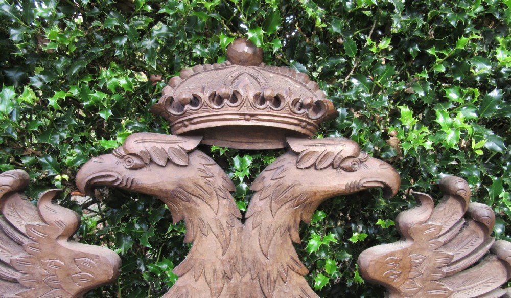 LARGE CARVED WOOD COAT OF ARMS c1920 View V