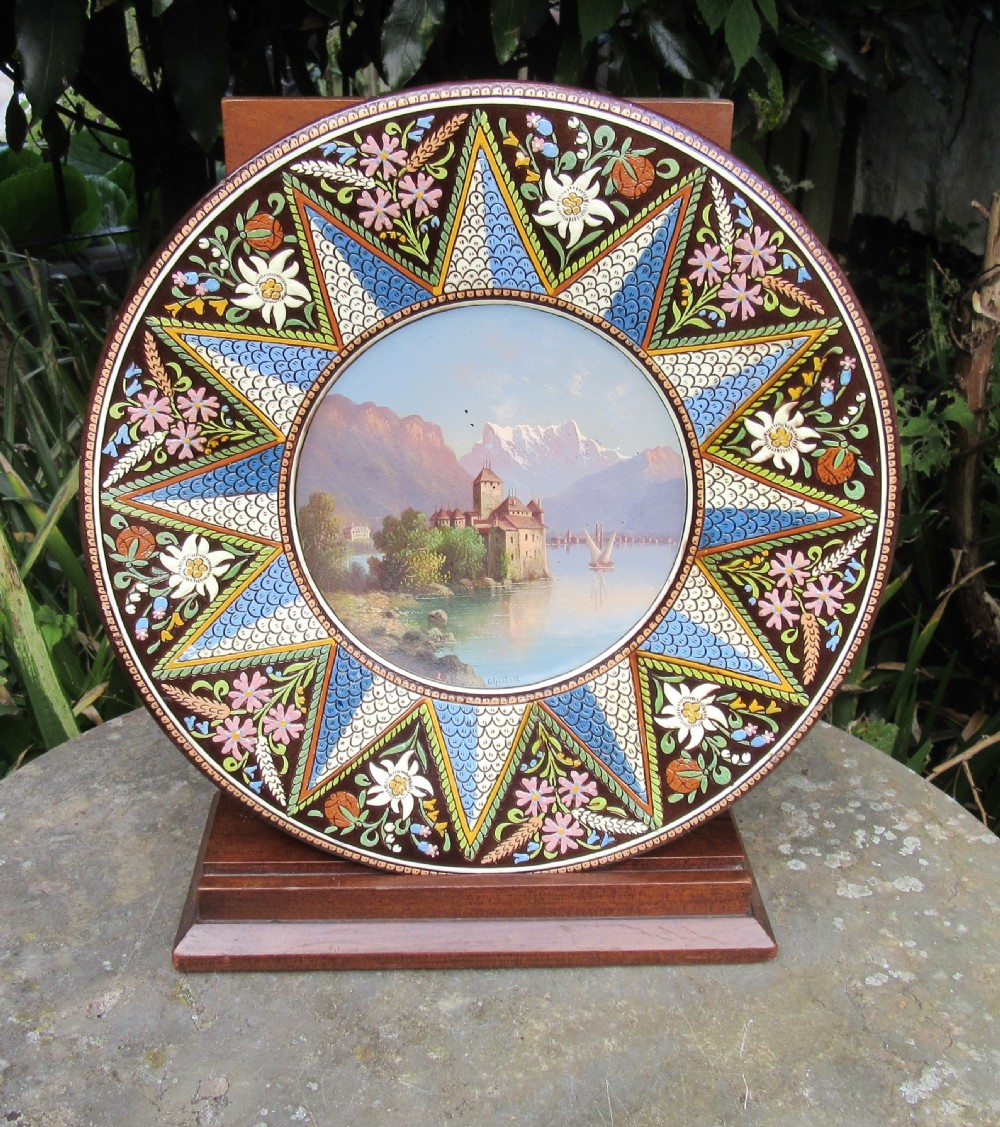 SWISS THOUNE POTTERY SLIP DECORATED CHARGER 