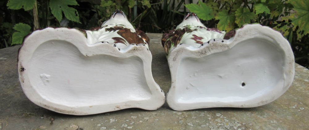 PAIR VICTORIAN COPPER & WHITE STAFFORDSHIRE DOGS c1860 View VII