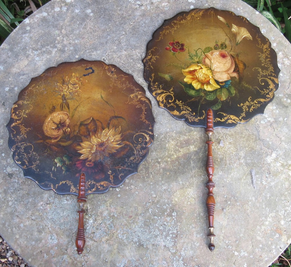 PAIR REGENCY PAPIER MACHE FACE SCREENS  View II