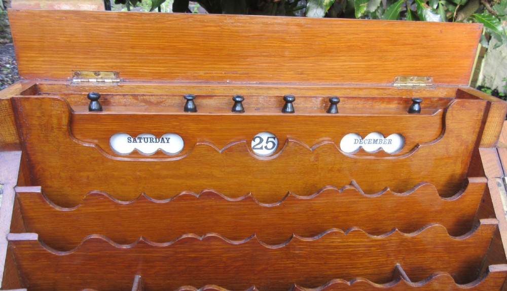 OAK PERPETUAL CALENDAR STATIONERY BOX DATED 1895 View V