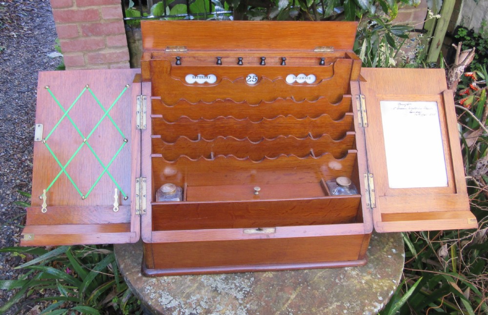 OAK PERPETUAL CALENDAR STATIONERY BOX DATED 1895 View IX