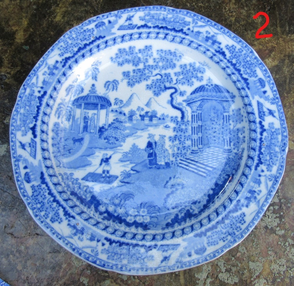 COLLECTION OF SIX ENGLISH BLUE & WHITE PLATES c1830 View IV