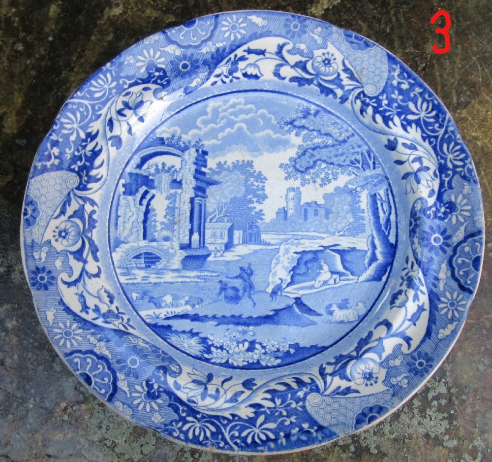 COLLECTION OF SIX ENGLISH BLUE & WHITE PLATES c1830 View V