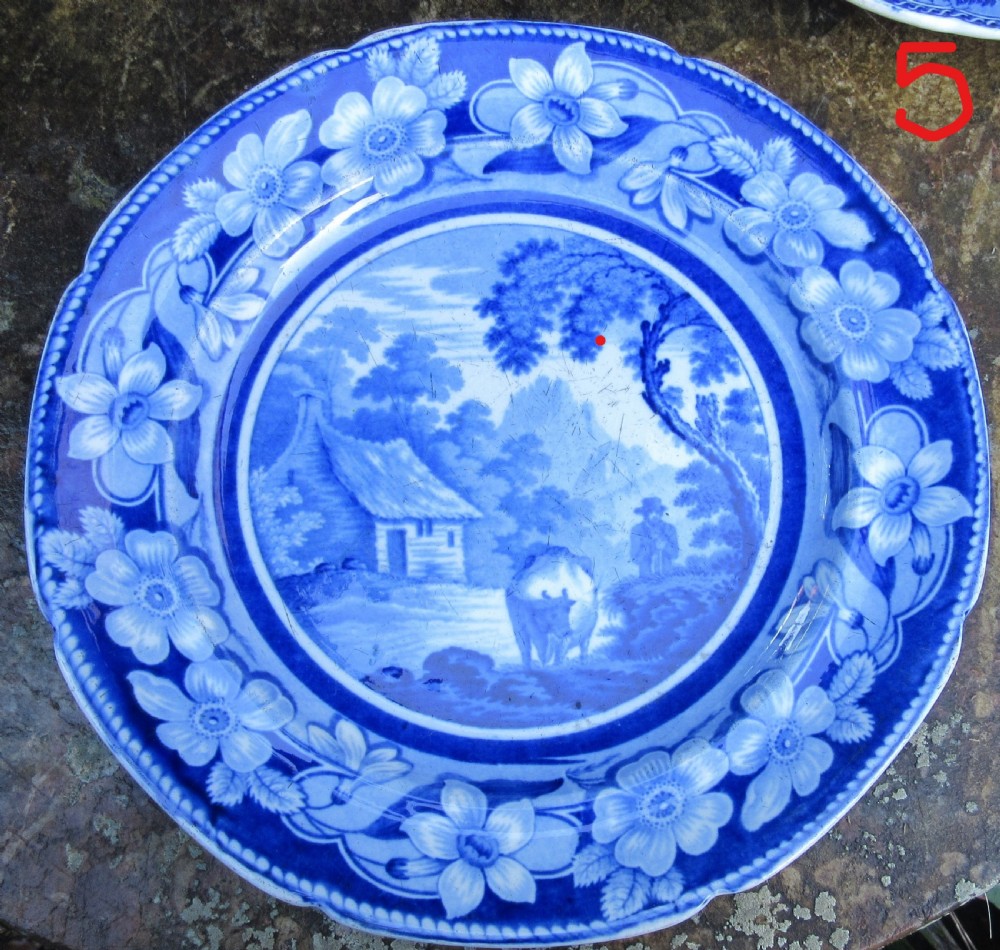 COLLECTION OF SIX ENGLISH BLUE & WHITE PLATES c1830 View XI