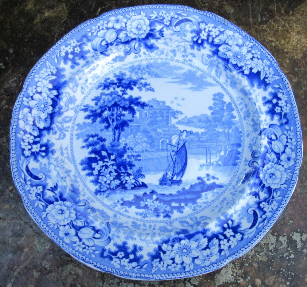 COLLECTION OF SIX ENGLISH BLUE & WHITE PLATES c1830 View XII