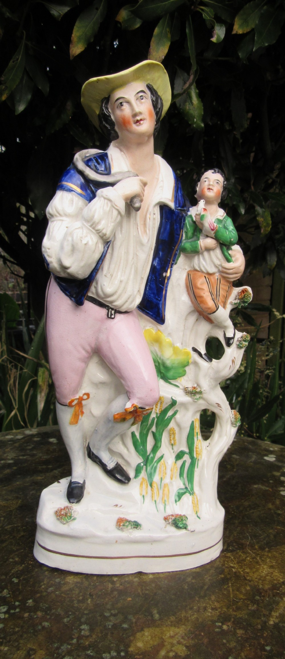 FINE STAFFORDSHIRE FIGURE OF FARMER & HIS BOY 