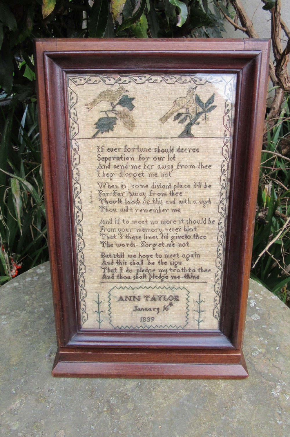 VICTORIAN LOVERS' SAMPLER ANN TAYLOR 1839