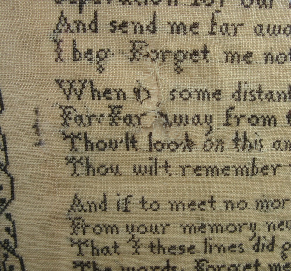 VICTORIAN LOVERS' SAMPLER ANN TAYLOR 1839 View IV