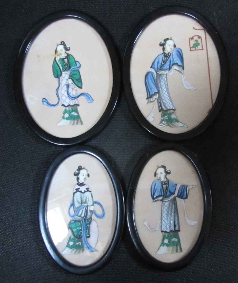 GROUP OF 4 CHINESE PITH  PAINTINGS c1880