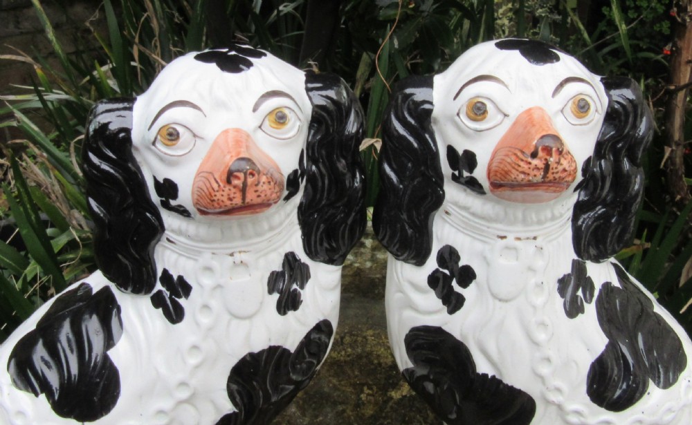 GRAND PAIR STAFFORDSHIRE DOGS No 1 SIZE c1880 View IV