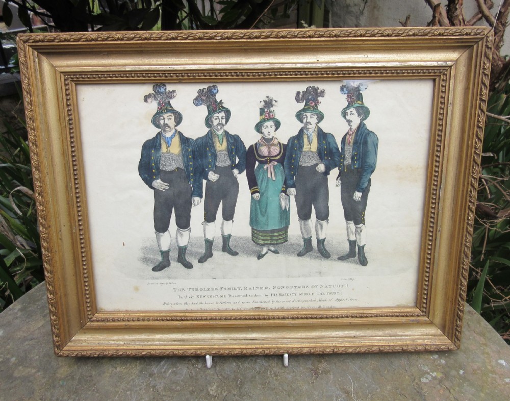 GEORGIAN FRAMED PRINT TYROLEAN YODELLERS 1827