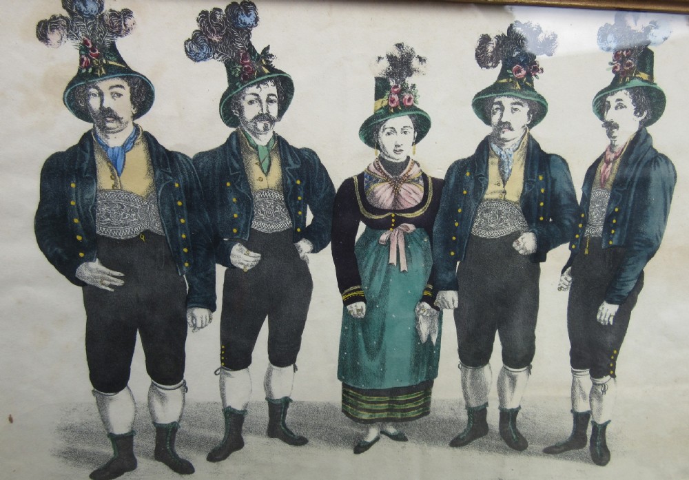 GEORGIAN FRAMED PRINT TYROLEAN YODELLERS 1827 View III