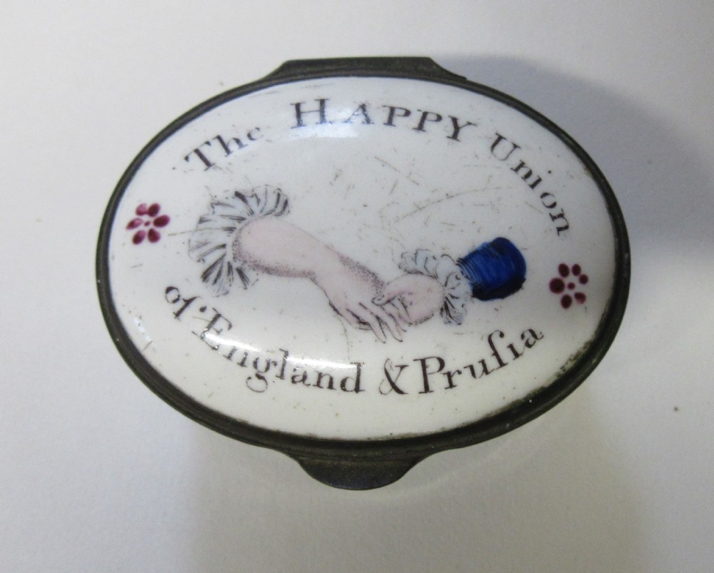 BILSTON BATTERSEA ENAMEL PATCH BOX THE HAPPY UNION