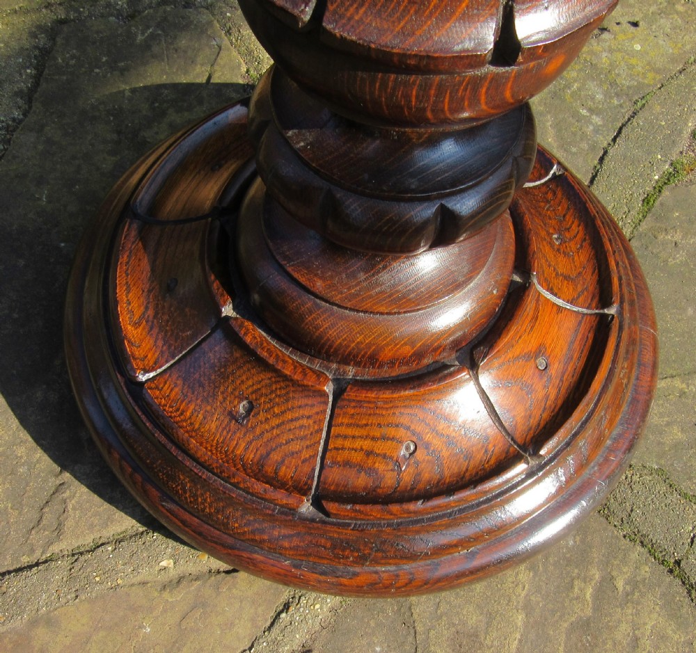 GOOD ANTIQUE SOLID OAK FLOOR LAMP c1910 View V