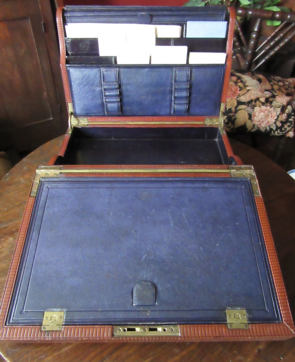 FINE LEATHER WRITING BOX DATED 1869