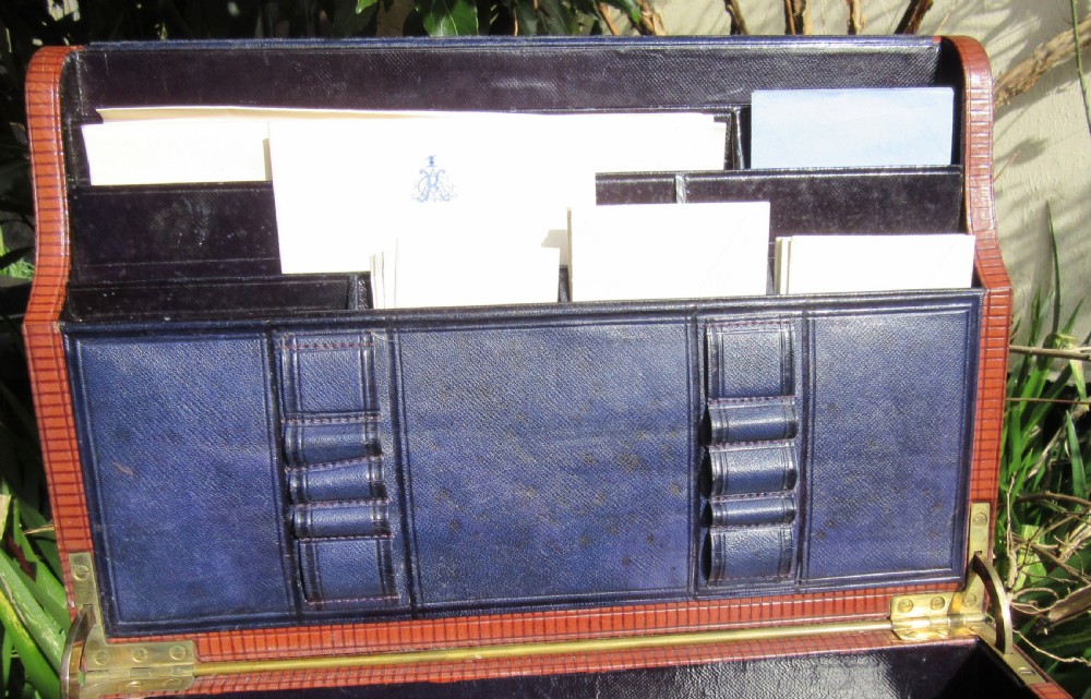 FINE LEATHER WRITING BOX DATED 1869 View VI