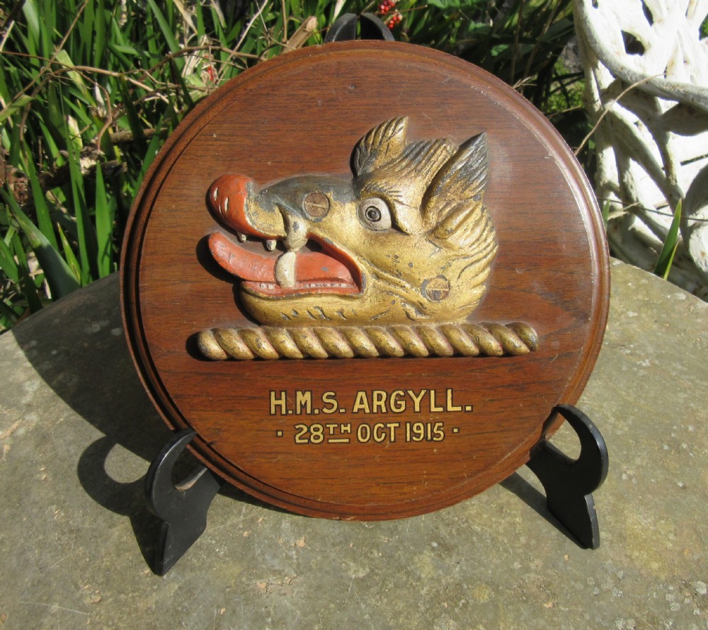 HMS ARGYLL SALVAGED  METAL CREST 1915