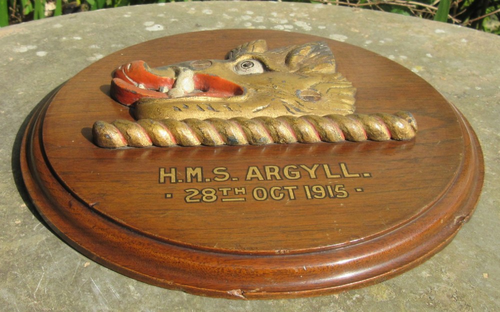 HMS ARGYLL SALVAGED  METAL CREST 1915 View V