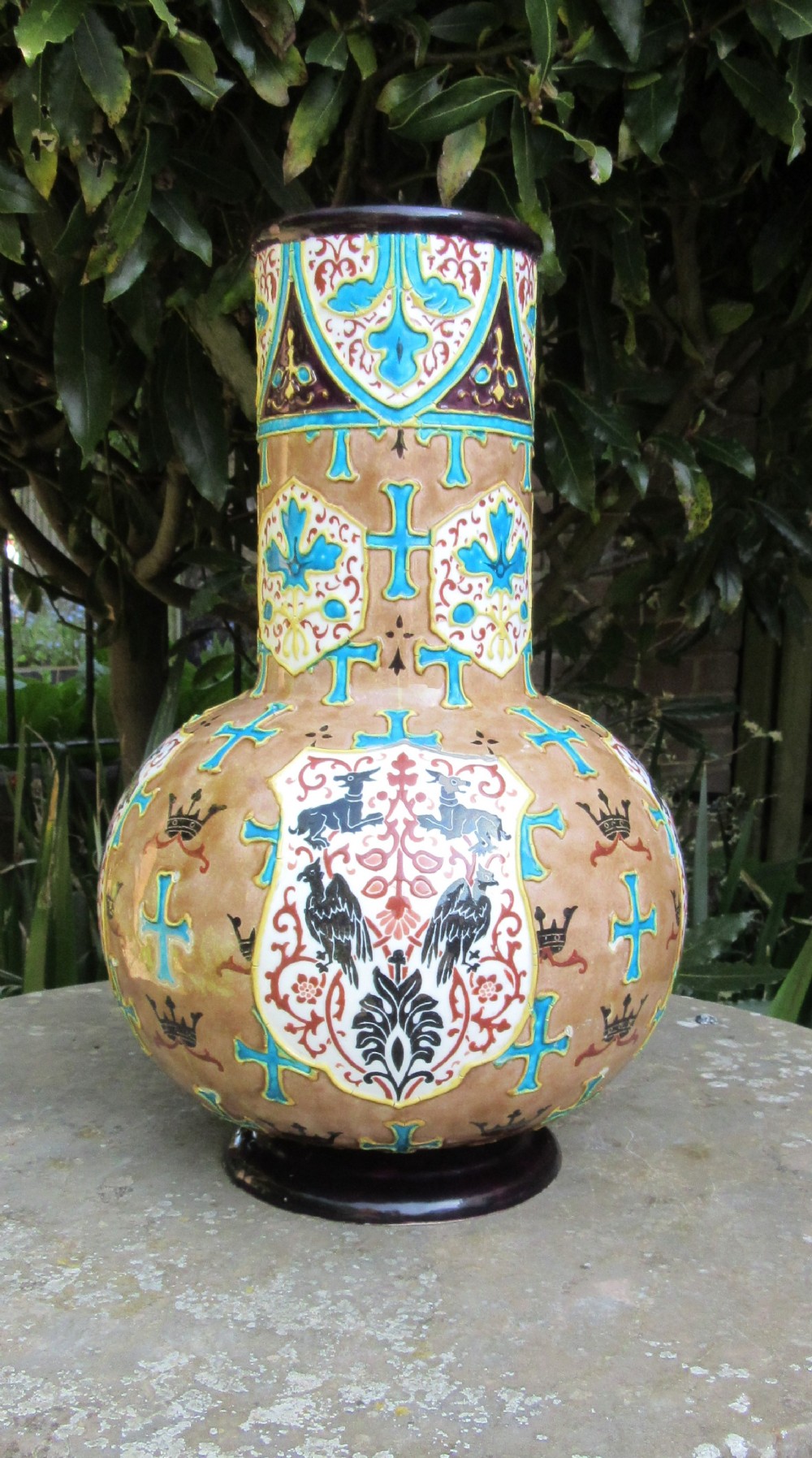 LARGE JULES VIEILLARD ENAMELLED VASE c1880