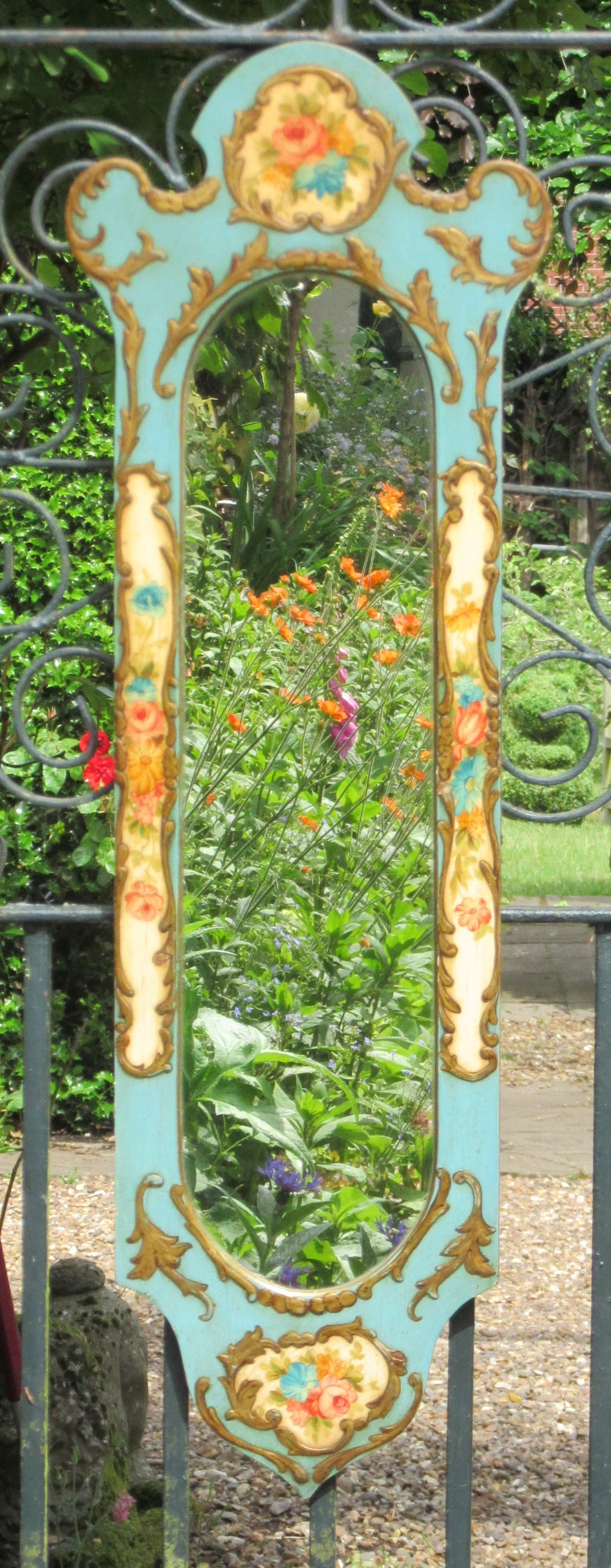 ITALIAN STYLE PAINTED AND DECORATED MIRROR c1920