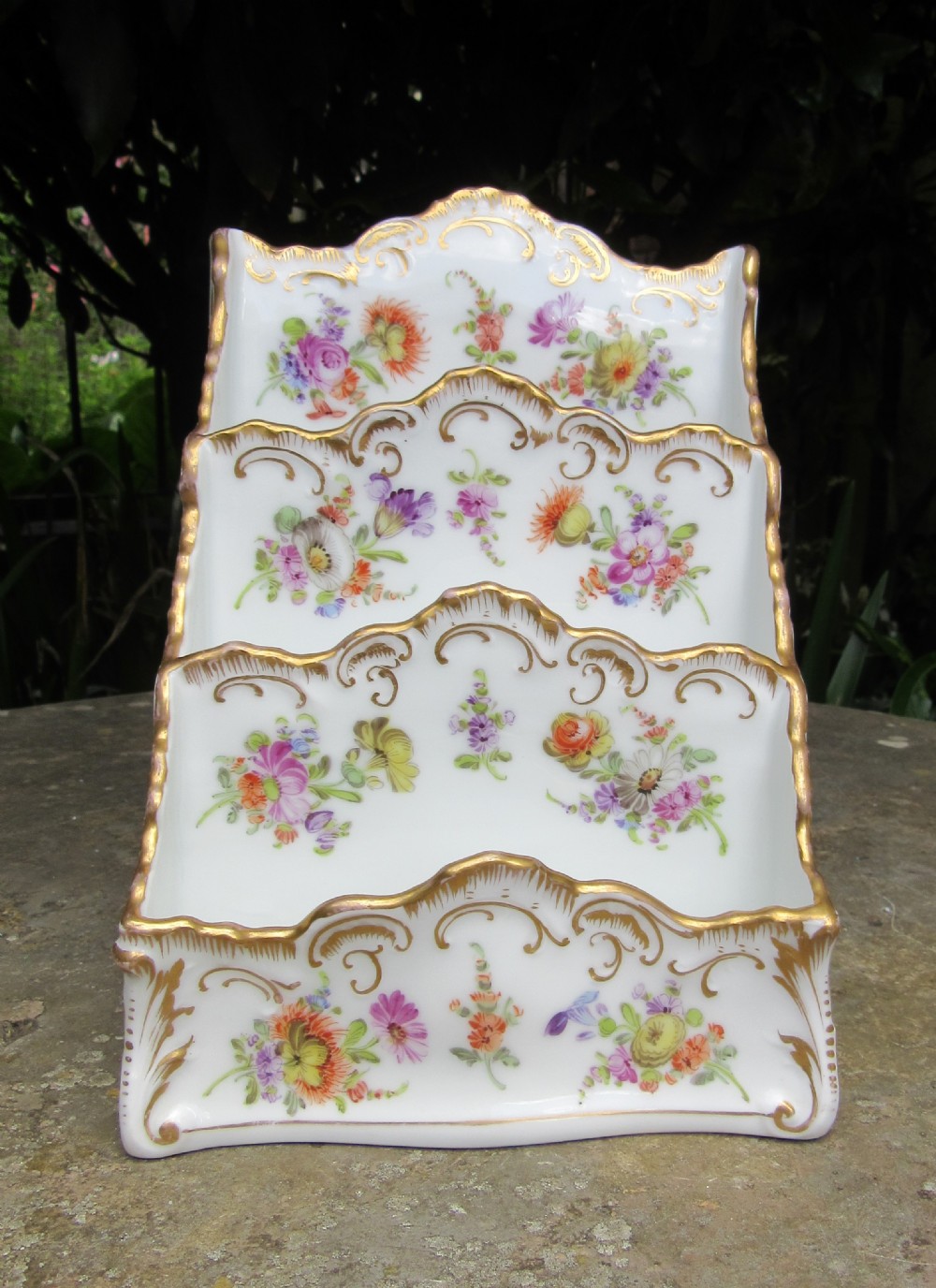 DRESDEN PORCELAIN STATIONERY RACK c1910