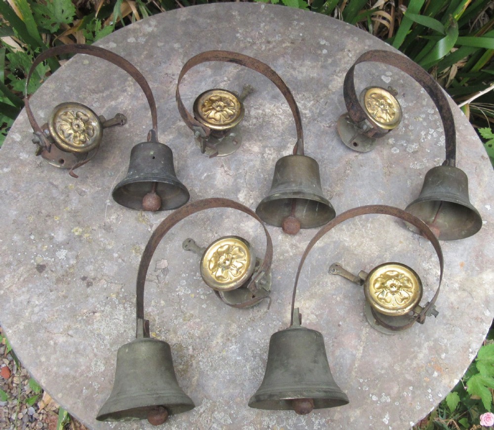 RARE SET 5 SERVANTS' BELLS WITH NAME PLATES c1840 View II