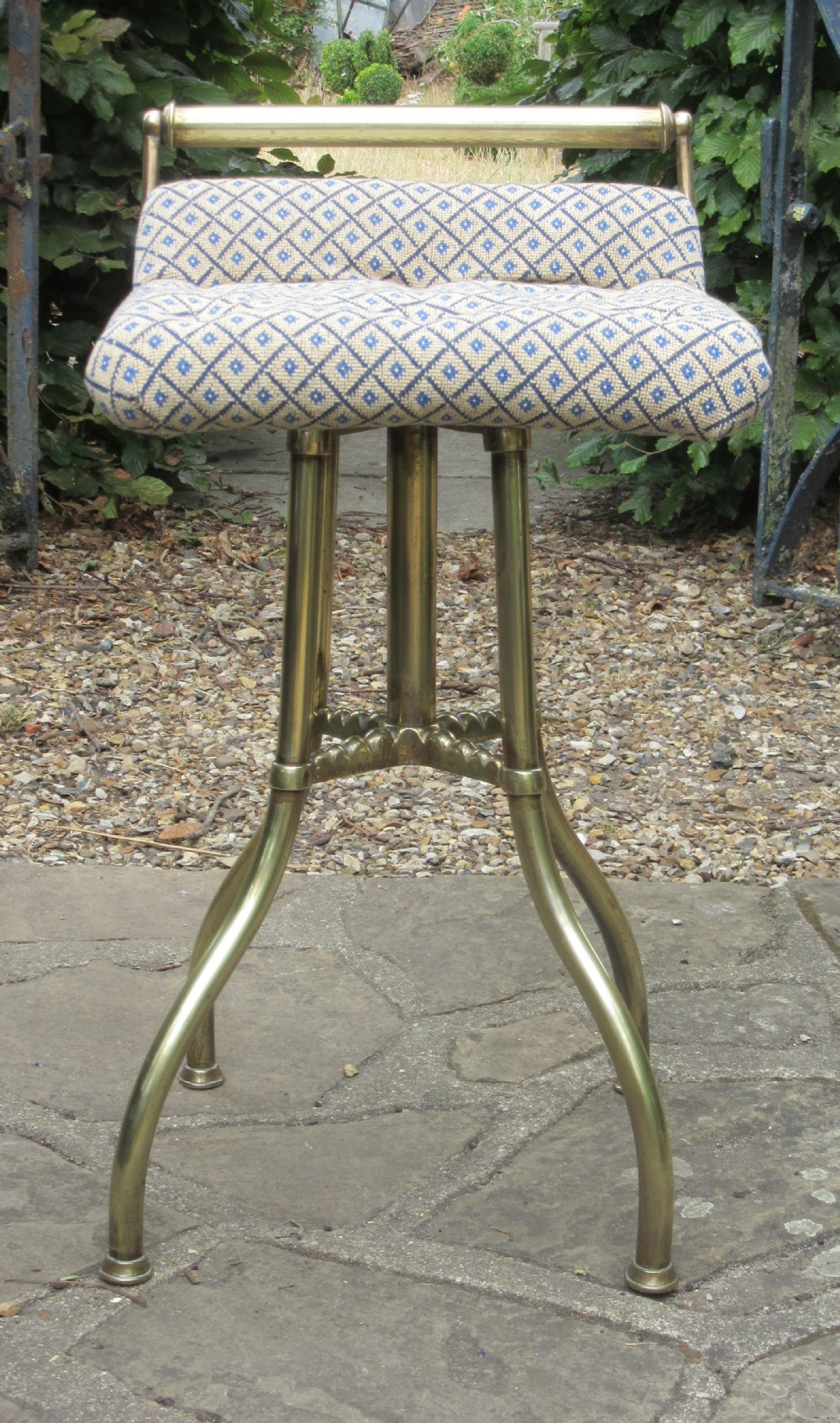 BRASS REVOLVING MUSIC STOOL by J. FITTER c1890