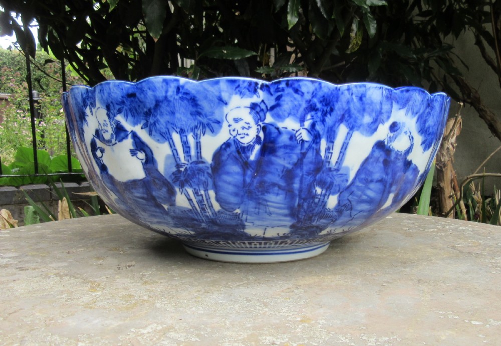 LARGE ORIENTAL BLUE & WHITE BOWL c1880 View III