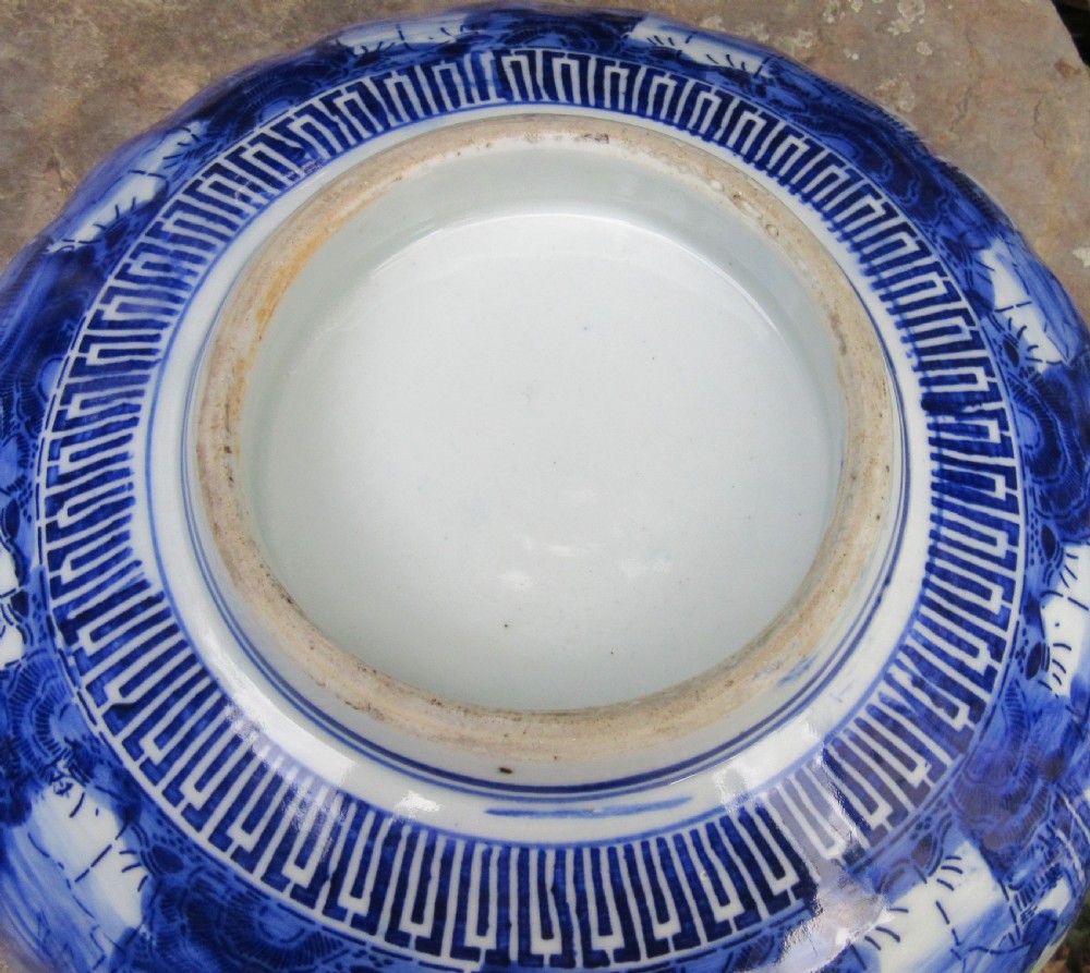 LARGE ORIENTAL BLUE & WHITE BOWL c1880 View IV