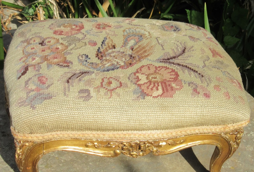 COUNTRY HOUSE CARVED GILT WOOD FOOT STOOL c1860 View IV