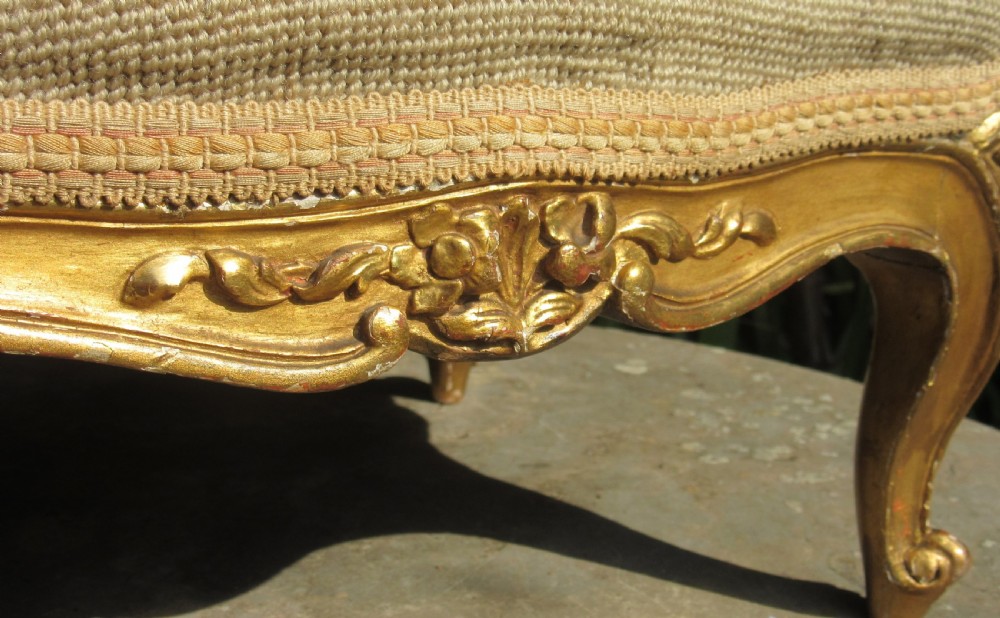 COUNTRY HOUSE CARVED GILT WOOD FOOT STOOL c1860 View V