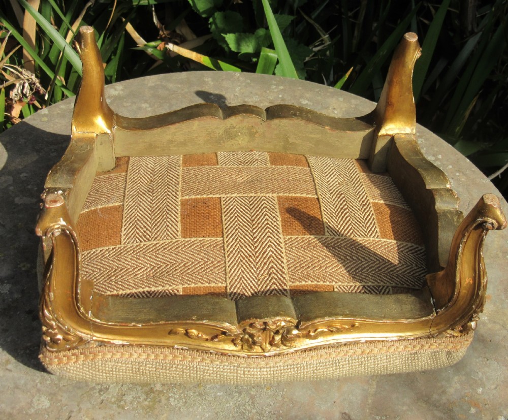 COUNTRY HOUSE CARVED GILT WOOD FOOT STOOL c1860 View VI