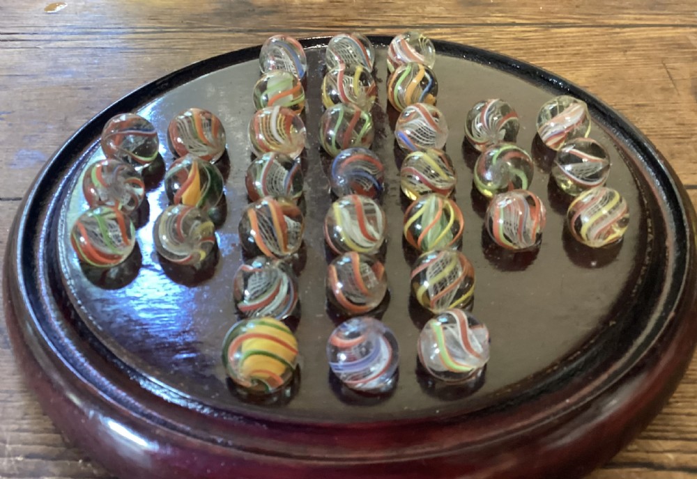 VICTORIAN GLASS MARBLES WITH SOLITAIRE BOARD View III