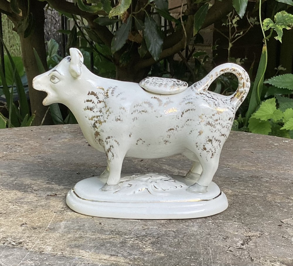 ENGLISH POTTERY COW CREAMER c1880
