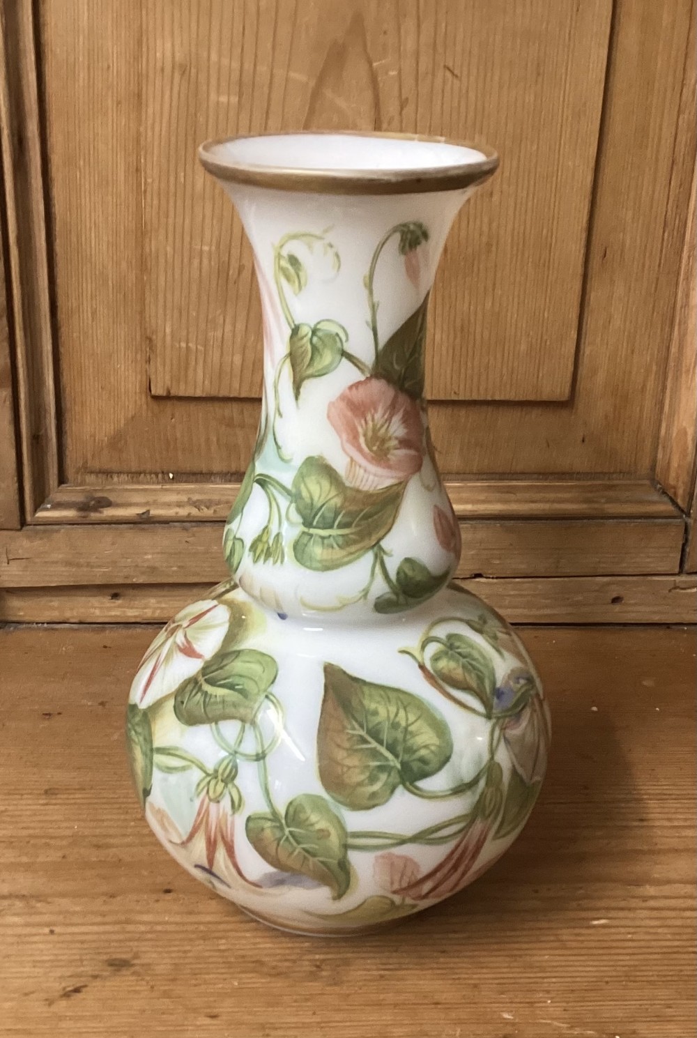 OPALINE GLASS CONVOLVULUS GOURD VASE c1860