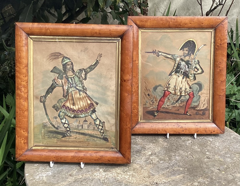 PAIR REGENCY THEATRICAL TINSEL PICTURES c1820