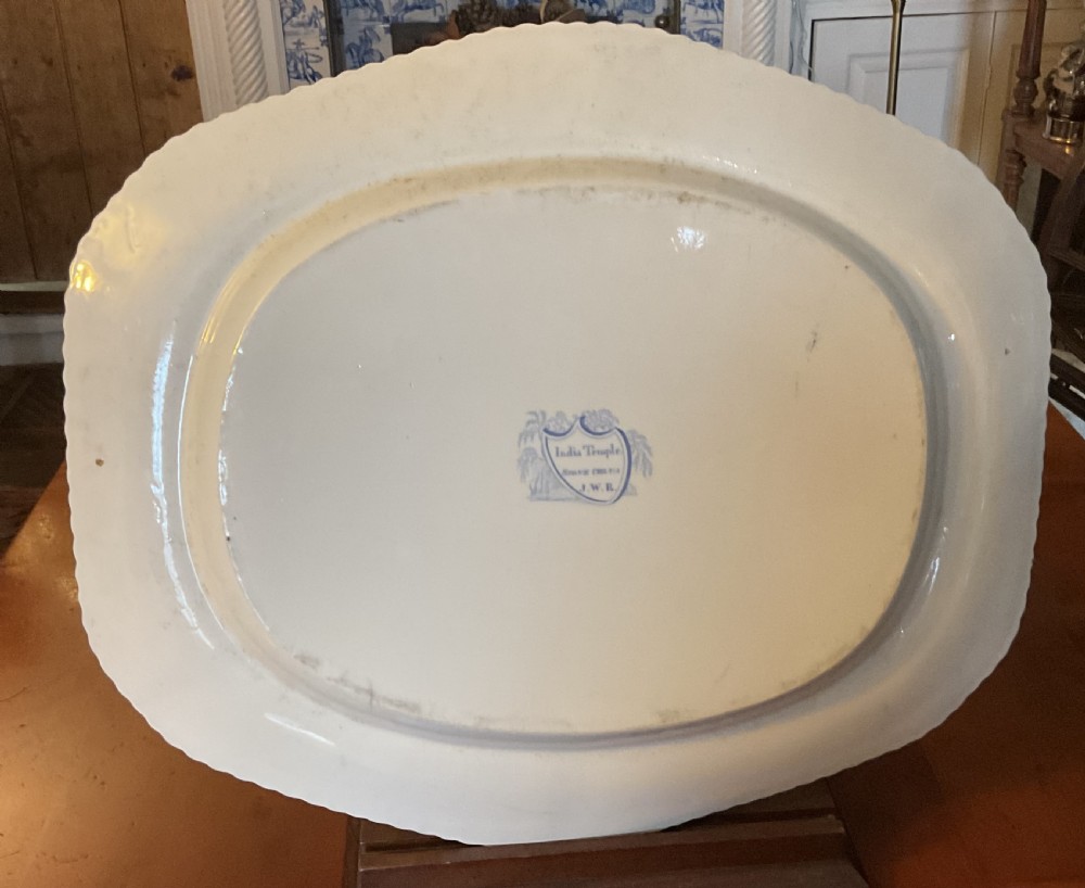 GEORGIAN BLUE & WHITE RIDGWAY INDIA TEMPLE DINNER SERVICE c1820 View V