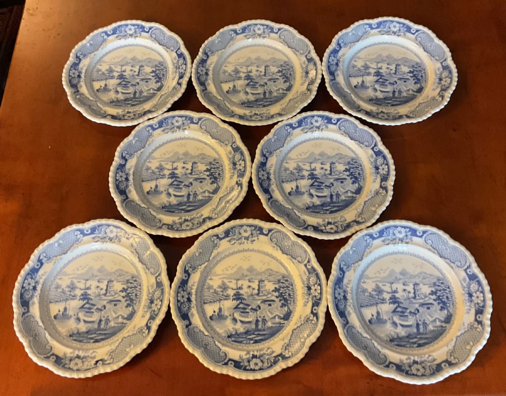 GEORGIAN BLUE & WHITE RIDGWAY INDIA TEMPLE DINNER SERVICE c1820 View VI