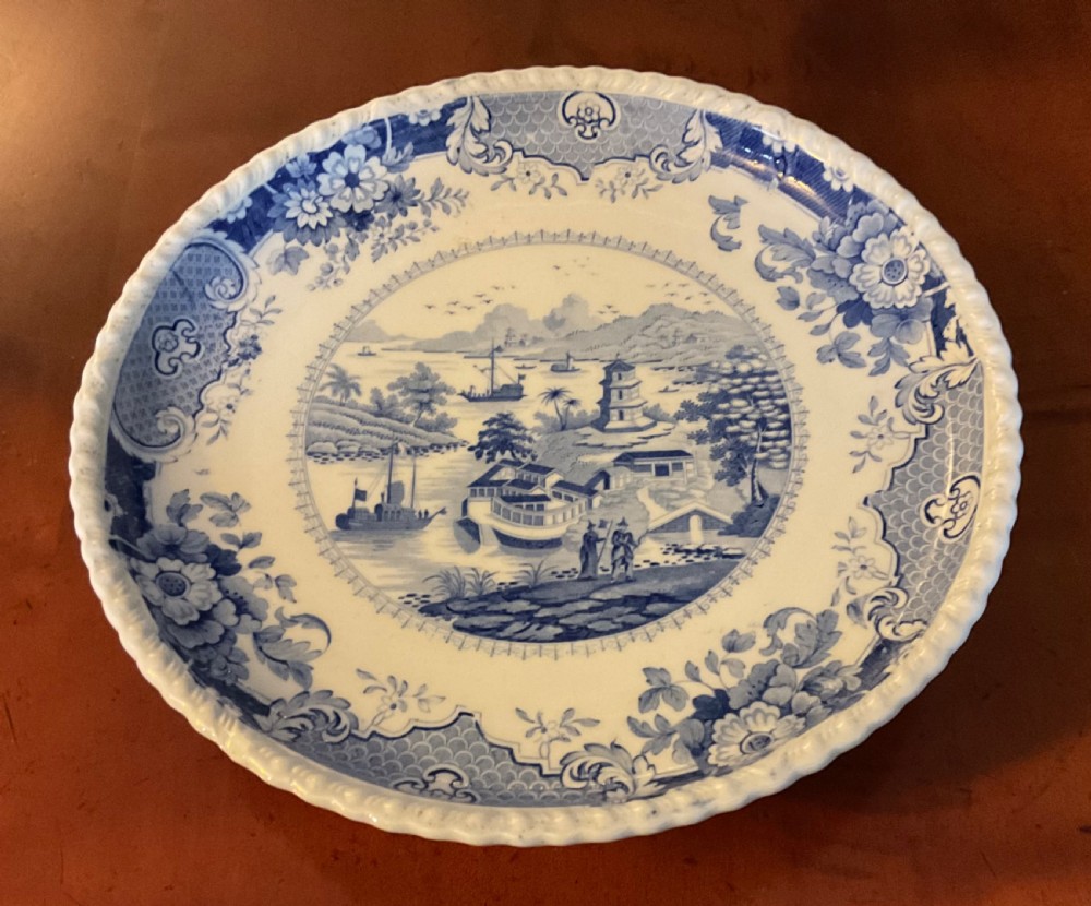 GEORGIAN BLUE & WHITE RIDGWAY INDIA TEMPLE DINNER SERVICE c1820 View XII