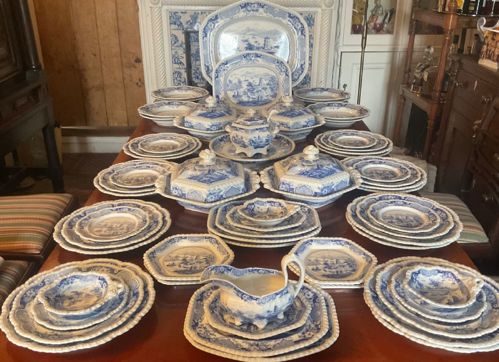 GEORGIAN BLUE & WHITE RIDGWAY INDIA TEMPLE DINNER SERVICE c1820 View XXI