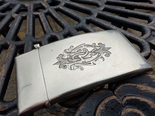Edwardian Sterling Silver  Curved Card Case Joseph Gloster Birmingham1907 