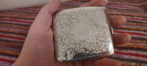 Antique victorian ornate pattern sterling silver cigarette case