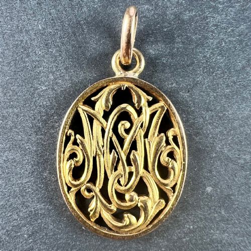 ANTIQUE FRENCH 18K YELLOW GOLD OMMO INITIALS MONOGRAM CHARM PENDANT - ADDITIONAL PHOTO 1