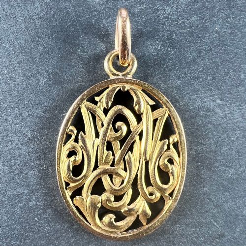 ANTIQUE FRENCH 18K YELLOW GOLD OMMO INITIALS MONOGRAM CHARM PENDANT - ADDITIONAL PHOTO 2