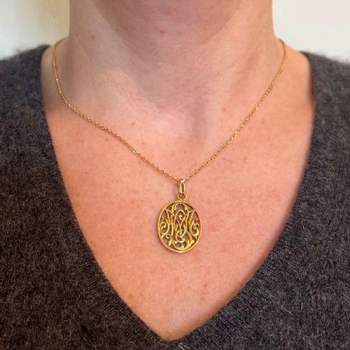 ANTIQUE FRENCH 18K YELLOW GOLD OMMO INITIALS MONOGRAM CHARM PENDANT - ADDITIONAL PHOTO 4