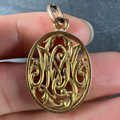 ANTIQUE FRENCH 18K YELLOW GOLD OMMO INITIALS MONOGRAM CHARM PENDANT - ADDITIONAL PHOTO 6