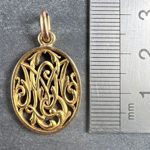 ANTIQUE FRENCH 18K YELLOW GOLD OMMO INITIALS MONOGRAM CHARM PENDANT - ADDITIONAL PHOTO 10